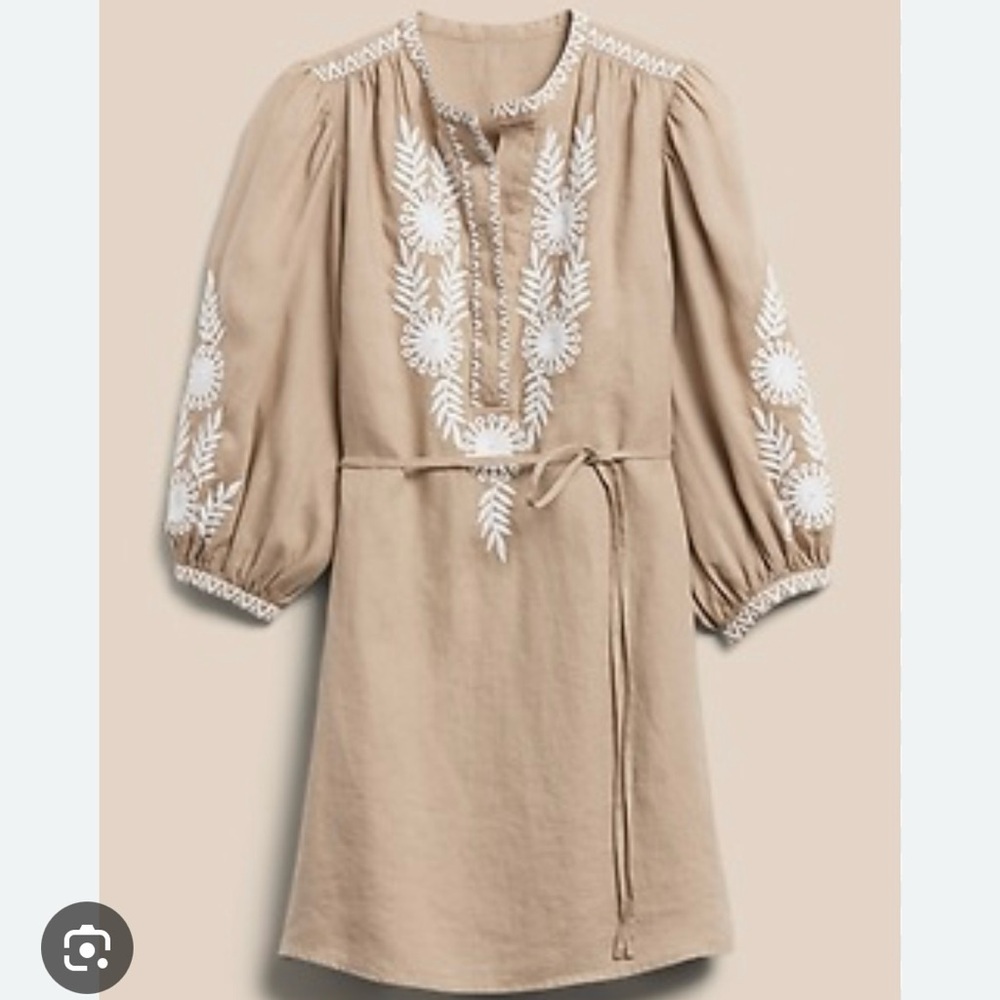 BR embroidered linen dress